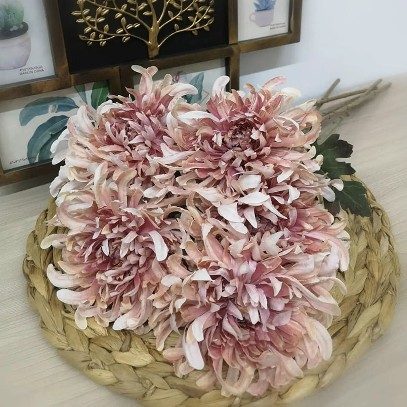 Искусственные цветы в Балаково | Цветок искусственный «Хризантема», персиково-розовая, одиночный