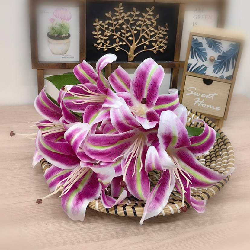 Искусственные цветы в Балаково | Цветы искусственные «Лилии крупные», розово-сиреневые, букет