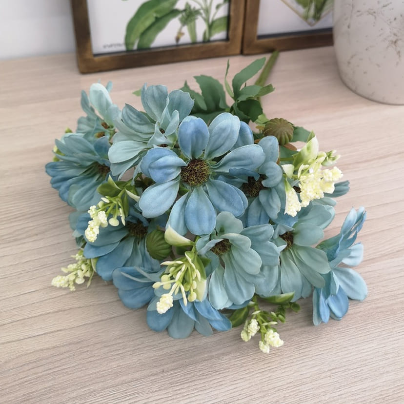 Искусственные цветы в Балаково | Цветы искусственные «Ромашки с бутонами», голубые, букет