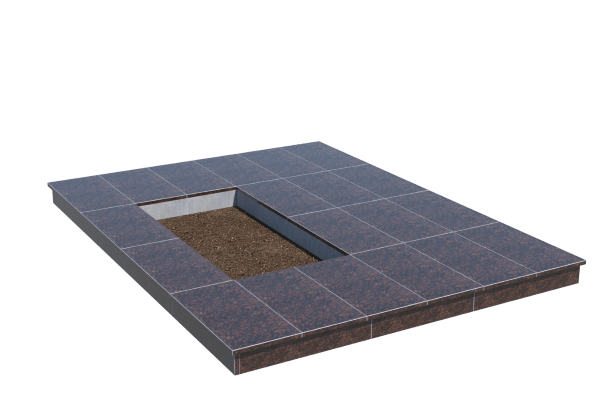 Площадки на могилу в Балаково | Площадка с вертикальной (10 см) облицовкой Дымовским гранитом (под цветник)