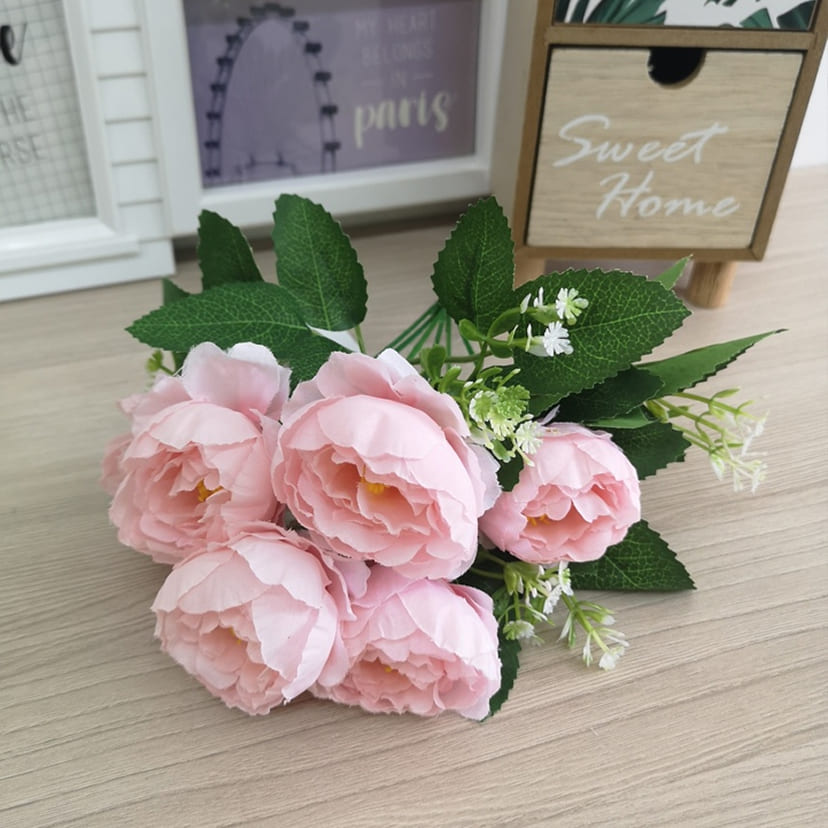 Искусственные цветы в Балаково | Цветы искусственные «Минипиончики с гипсофилой», нежно-розовые, букет