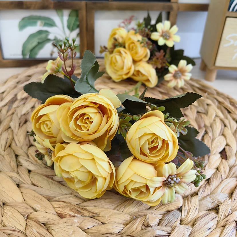 Искусственные цветы в Балаково | Цветы искусственные «Камелии с мелкоцветом», желтые, букет