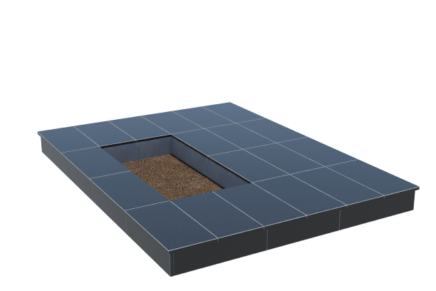 Площадки на могилу в Балаково | Площадка с вертикальной (15 см) облицовкой гранитом Габбро (под цветник)
