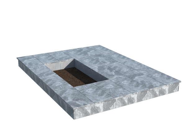 Площадки на могилу в Балаково | Площадка с вертикальной (15 см) мраморной облицовкой (под цветник)