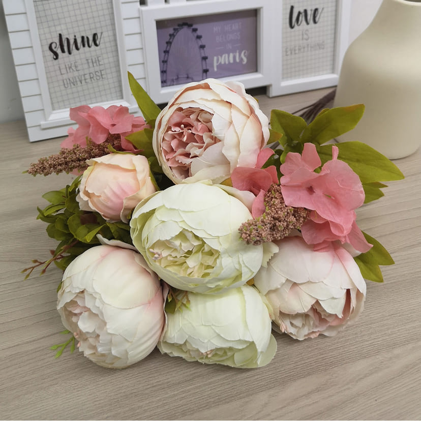 Искусственные цветы в Балаково | Цветы искусственные «Пионы», молочно-розовые, букет