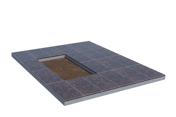 Площадки на могилу в Балаково | Площадка с облицовкой Дымовским гранитом (под цветник)